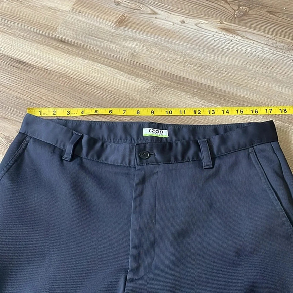 Izod Perform X straight leg pants Flat front Subtle texture Mens size 34 Navy - Picture 5 of 13